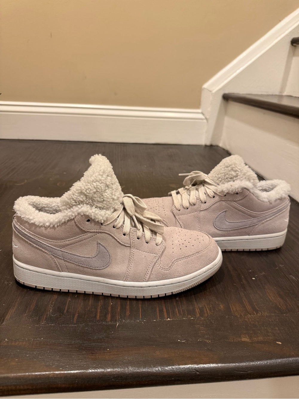 Nike Women’s Jordan Low-Top Suede Sneakers with Shearling - Gray